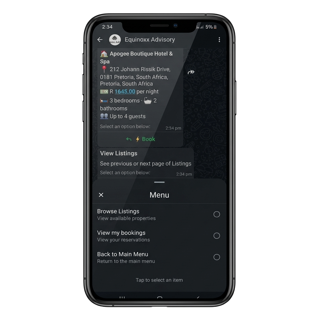 WhatsApp Storefront Demo on iPhone